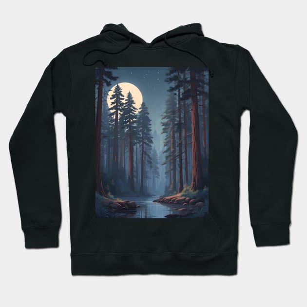 Moonlit Redwood Giants - For Nature Lovers Hoodie by MagnaSomnia